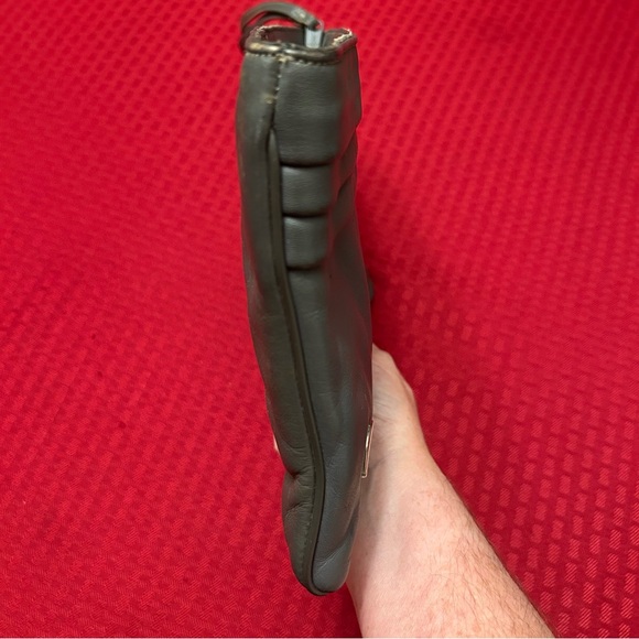 Vintage 1970s Etienne Aigner Large Wristlet Clutch Purse Gray Leather - Picture 2 of 7